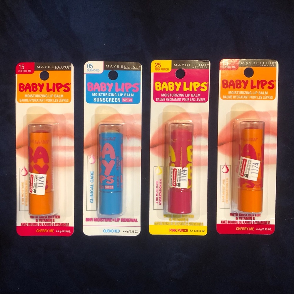 Four Maybelline Baby Lips Moisturizing Lip Balm